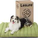 Lesure Cute Orthopedic Dog Bed Large Sized Dog, Waterproof Chic Flat Pet Beds with Removable Washable Cover, Fuzzy Thick Egg Crate Foam Pet Mat for Indoor Use (36" x 27", Green) 