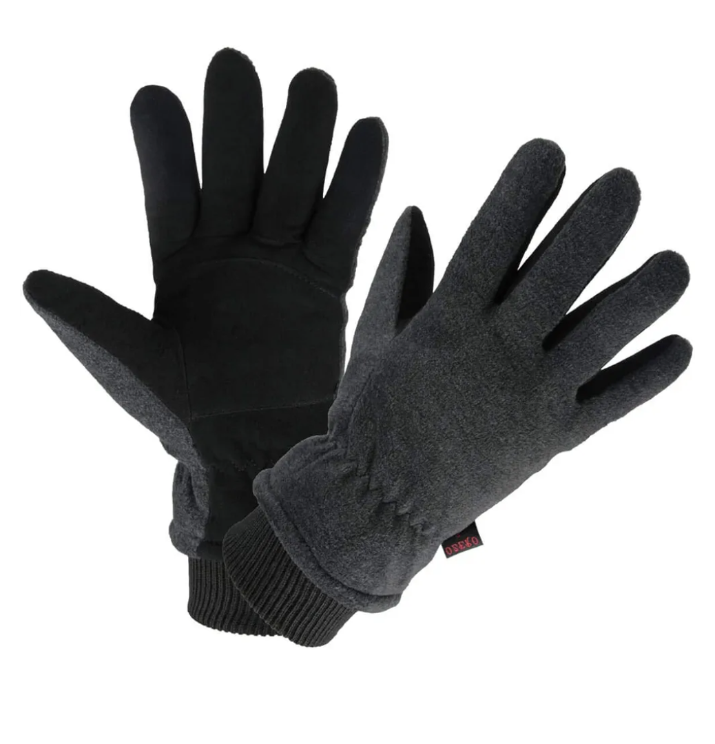 OZERO Winter Gloves Deerskin Suede Leather and Insulated Polar Fleece Water Resistant Thermal Gifts for Men and Women S