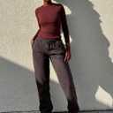 YEOREO Women's Fleece Jogger Cargo Sweatpants Marceline Oversize Drawstring Baggy Cinch Bottom with Pockets (Black, L)