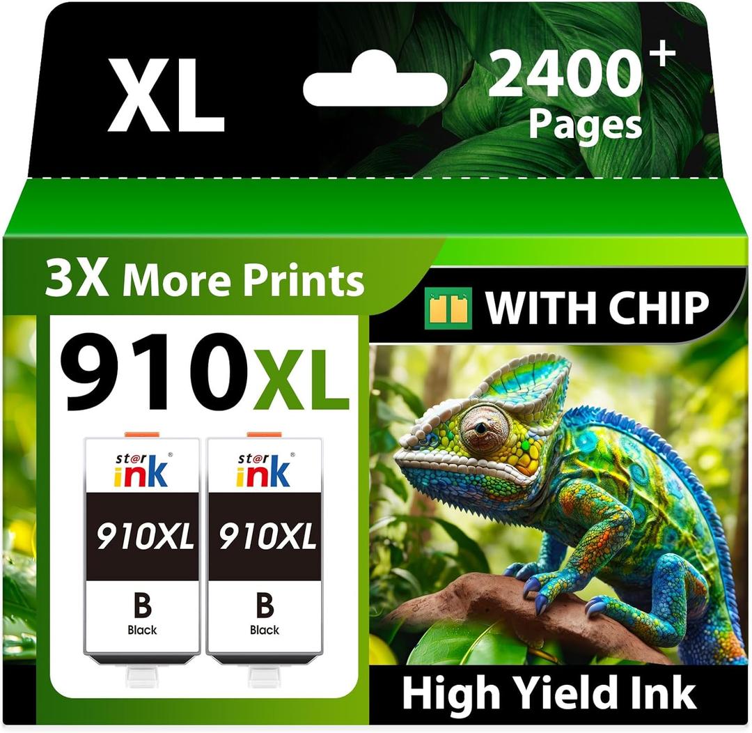 Compatible 910XL Black Ink Replacement for HP 910XL Ink Cartridges for HP Printers Black Work with HP OfficeJet Pro 8020 8025 8028 8035 8015 8022 8010 Printers Ink (2 Pack,910 XL Ink)