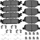 Brake Pads Front and Rear Compatible with Ford Explorer Flex Taurus, Lincoln MKS MKT Automotive Replacement Brake Pads Semi-Metallic D1508-8715 D1377-8488