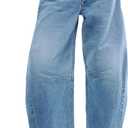 Barrel High Waisted Casual Baggy Trendy Straight Wide Leg Boyfriend Jeans (8, Light Blue)