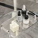 Clear Acrylic Serving Tray 8x14 Inches, Bar Tray Organiser for Ottoman Coffee Table Decorative with Handles (Clear, 14" x 8" x 2")