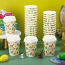 80 Pack Easter Disposable Coffee Cups with Lids 12oz Hot Cold Easter Egg Bunny Paper Drinking Cups for Spring Party Supplies