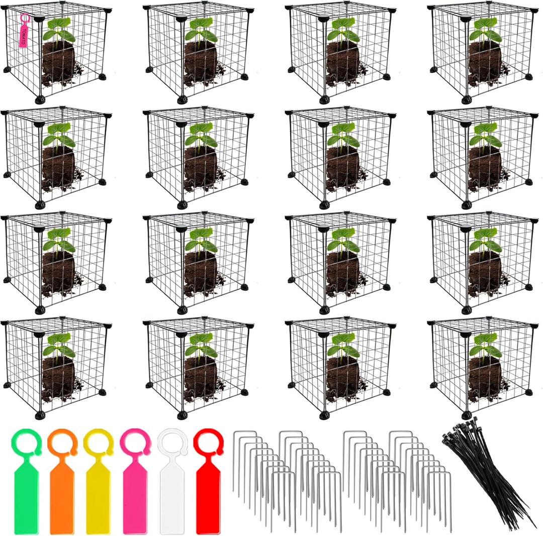20 Set Wire Plant Cages for Plants Protect from Rabbits,Square Wire Plant Cages for Plants DIY Metal Net