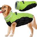 Lelepet Dog Coat Warm Dog Winter Coat Waterproof Dogs Jacket with Harness Built in Reflective Pet Fleece Vest Zip-Up Cold Weather Coats for Large Dogs Turtleneck & Windproof Coats Boxer Lime XL