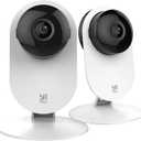 YI Pro 2K Home Security Camera, 2.4Ghz Indoor Camera with Person, Vehicle, Animal Detection, Phone App for Baby, Pet, Dog Monitoring, Compatible with Alexa and Google Assistant 2 Pack