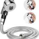 LukLoy Shampoo Bowl Sprayer Head with Filter, 1/4" Nut Shampoo Bowl Hose(Stainless Steel Material) for Portable Salon Sink, 3 Sprayer Modes & High Pressure