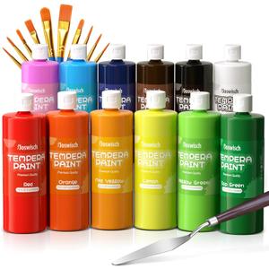 Washable Finger Paint Set, 12 Colors Toddler Paint Set(16.9 oz), Non-Toxic Paint for Hand and Feet, Mess Free Finger Painting Art Supplies for Kids, Preschool Learning Gifts, Tempera Paint in Bulk for Art, Craft, DIY