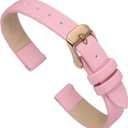 uxcell Multi-sizes Genuine Leather Band, Flat Thin Elegant Leather Watch Strap for Men and Women (10mm, Pink/Rose Gold)