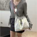 JINFANRUI Shoulder Bag for Women cute floral tote crossbody bag Canvas Shoulder Hobo Bag with handle for travel shopping (Blue)