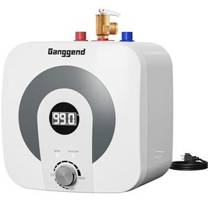 Ganggend 2.5 Gallon Electric Water Heater, 110V 1500W Mini Tank Under Sink Hot Water Heater with Pressure Release Vavle, Digital Display for Kitchen,RV,Food Truck,Laundry