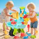 Beach Water Sand Toys for Kids - Beach Toy Trolley Car with Shovel Tool Kit, Beach Bucket & Animal Molds - Summer Outdoor Gift Sensory Sand Toys for Boys Girls Toddlers 3-5