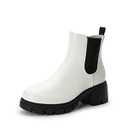 DREAM PAIRS Women's Elastic Chelsea Ankle Boots Platform Low Chunky Block Heel Lug Sole Slip on Fall Heeled Booties Shoes, Size 8.5, White, SDAB2316W