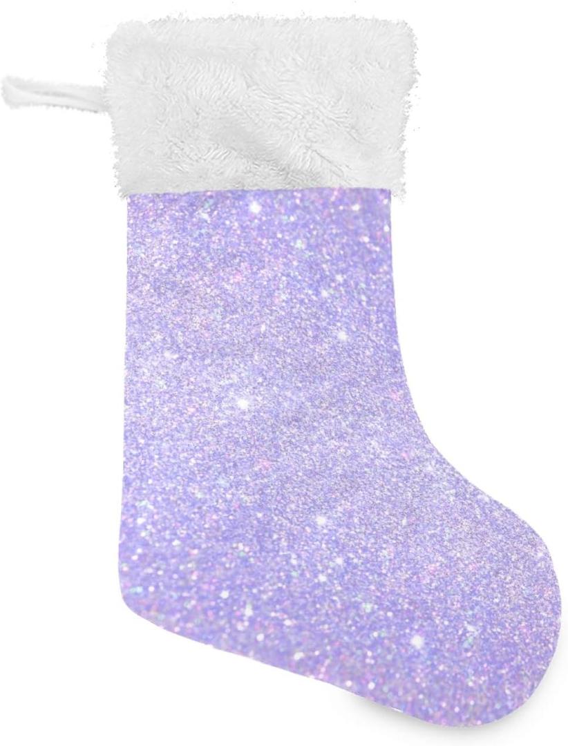 Blueangle Shiny Glitter Lavender Christmas Stockings Home Decorations Gifts for Family 2 Piece