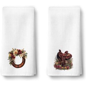BAYOGITA Western Christian Kitchen Towels Gifts Decor, Retro Cowgirl Dish Tea Towel for Kitchen, Esther 4:14 Bible Verse Decor Hand Towels for Bathroom, Preppy Western Christian Gifts, 16x24 Inch