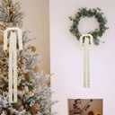 10pcs Beige Large Velvet Christmas Bows for Xmas Tree Wreath, Garland, Swag, Staircase,Wedding Indoor Outdoor Home Decor (15 * 24 inch,Width of 1inch)