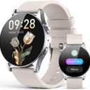 AI Smart Watch wtih GPT, 41mm 1.32" AMOLED, Answer/Make Calls, Activity Fitness Tracker for Android iPhone with AOD, 150+ Sports, Calorie & Step Counter, Sleep Monitor, Women Men, 2 bands (Starlight)