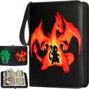Card Binder 4-Pocket Trading Cards Holder, Trading Binders Fits 400 Cards for Card Games Collection Case Book With 50 Removable Sleeves Display Storage Carrying Case (4 Pocket)