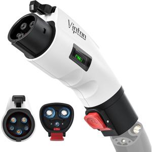 VIPTOO Tesla to J1772 Adapter 60A 250V AC  NACS EV Charging Connector with Charging Status Display for Tesla Wall/Destination/Mobile Charger, Fast & Safe Charging (White)
