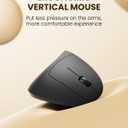 POJTK Ergonomic Wireless Rechargeable Mouse, Bluetooth+USB A+Type C(3 in 1) Connection, 5 Levels Up to 4800 DPI, 6 Silent Buttons, 2.4GHz Carpal Tunnel Vertical Mice, for Laptop, Desktop,MacBook-black