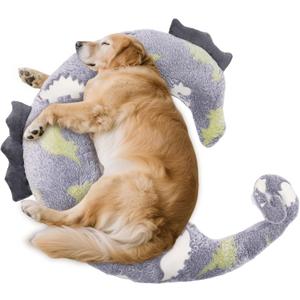 Dog Calming Pillow - Cute Soft Animal Pillow for Cats, Kids, Adults, Washable Cozy Relaxing for Pet Bed, Glow in The Dark (Gray, Large)