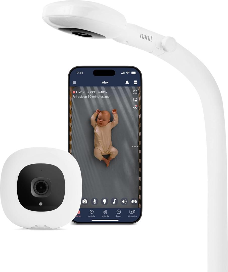 Nanit Pro Smart Baby Monitor - 1080p Wi-Fi Video Camera, 2-Way Audio, See Your Baby from Anywhere, Sound/Motion/Cry Notifications, Night Vision