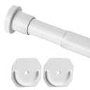 Closet Rod - 30-50 Inches, No Drilling Closet Rod Extender Hanging - White Adjustable Clothes Hanging Bar, with Holder for Closet, Bathroom, Windows(with Holder)