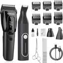 Dog Clippers for Grooming Heavy Thick Hair & Coats, 7500rpm Low Noise Cordless Pet Shaver, Dog Grooming Kit with Paw Trimmer Nail Grinder for Small Large Dogs (Black&white)