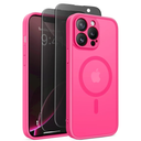 Magnetic for iPhone 13 Pro Max Case, Compatible with MagSafe,[Full Camera Protection][Privacy Screen Protector]Non-slip Matte Translucent Shockproof Phone Cover for iPhone 13 ProMax (Hot Pink)