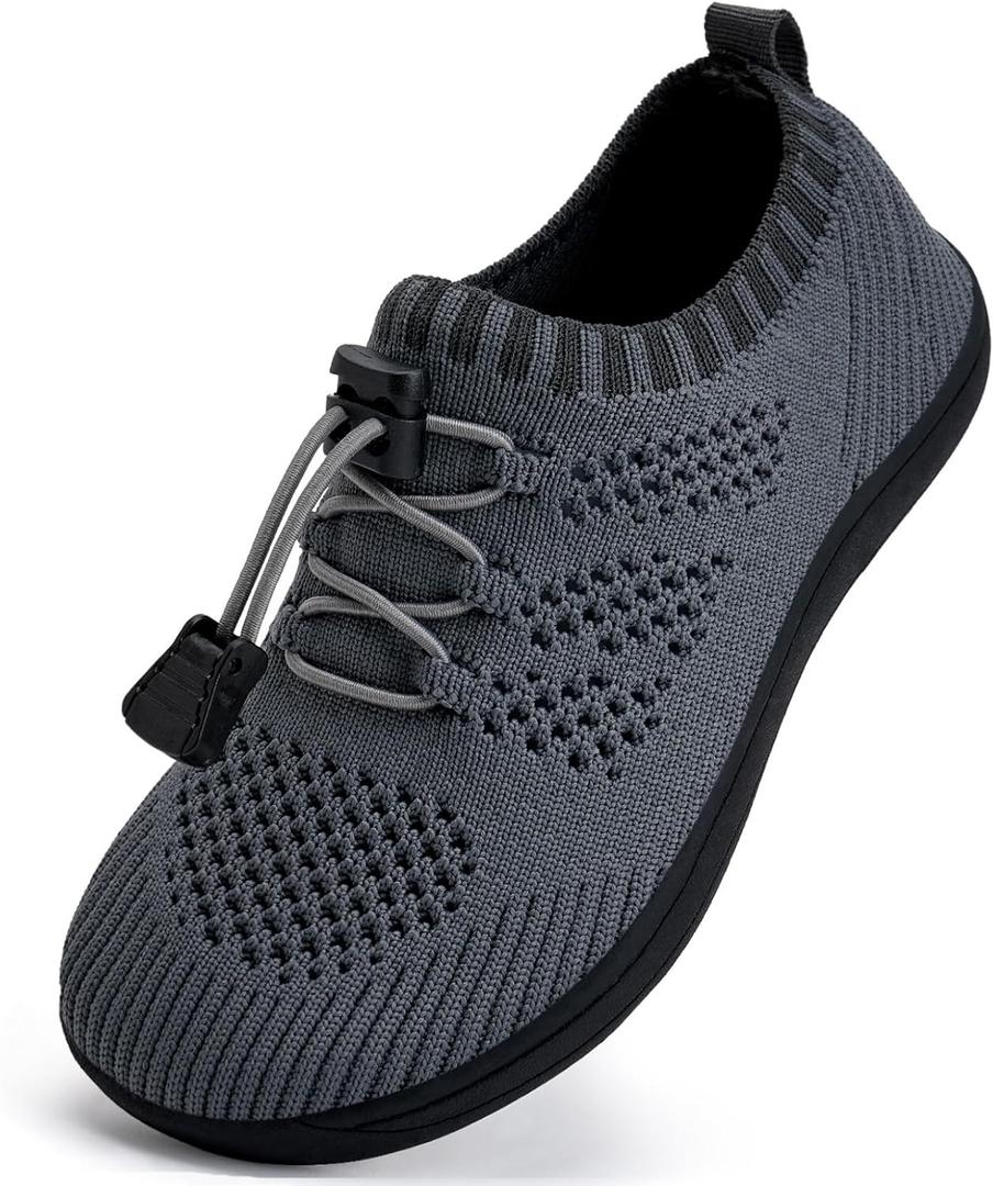 WateLves Water Shoes for Toddler Little Kid Minimalist Wide Barefoot Zero Drop Sole Splay Naturally Aqua Sneakers Boys Girls (Dq/Dark Gray), Size: 6 Wide Toddler