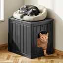 NUNU LAB Cat House for Indoor & Outdoor, Durable PP Plastic Cat Shelter with Easy Assembly & Cleaning, Cozy All-Season Pet House for Cats, Kittens & Small Pets (Black, Large) (22.8"D x 17.7"W x 21.7"H)