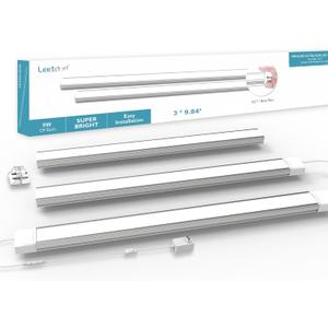 LED Under Cabinet Lighting Plug in, 10 Inch 3 Pcs, 15W Ultra Thin 4000k Super Bright 1200Lm Counter Light Bar, Easy Installation Under Cabinet Lights for Kitchen, Sink, Counter (10 Inch, 3 Pcs)
