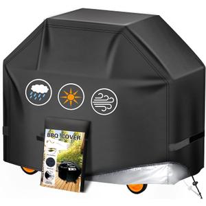 60-Inch BBQ Grill Cover for Outdoor, Charbroil, Weber, Char-Broil Monument, Dyna-Glo Nexgrill - Waterproof, Anti-UV Spun Polyester