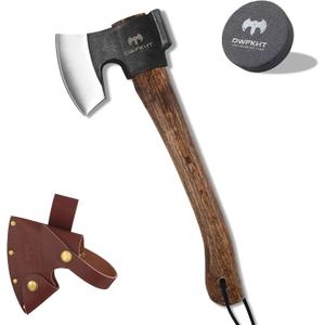 14.4" Hatchet, Camping Axe, Survival Axe with Sheath, Bushcraft Hatchet with 1065 Carbon Steel and Beech Handle for Wood Chopping Perfect for Outdoor Survival and Adventures