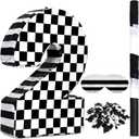 Lewtemi Race Car Number Piata Small Checkered Race Car Birthday Party Decoration Black and White Racing Piata with Stick Confetti Eye Mask for Celebration 15.3 x 10.6 x 2.8 Inch(Number 2)