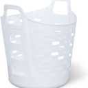 Clorox Flexible Laundry Basket - Plastic Hamper for Clothes, Bedroom, and Storage - Portable Round Bin with Carry Handles, 1 Bushel, White
