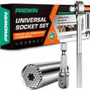 Prowin 3pcs Universal Socket Wrench Ratchet Useful Tool Sets Adapter Retract & Power Drill (1/4in-3/4in) for Men Him Husband Dad Father DIY Handyman Women