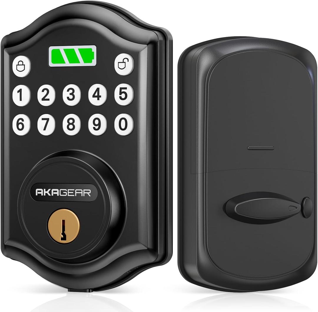 AkaGear Keyless Entry Door Lock with Keypad - Smart Deadbolt for Front Door with 2 Keys - Auto Lock - Easy Installation - DS10 Mini (Matte Black)
