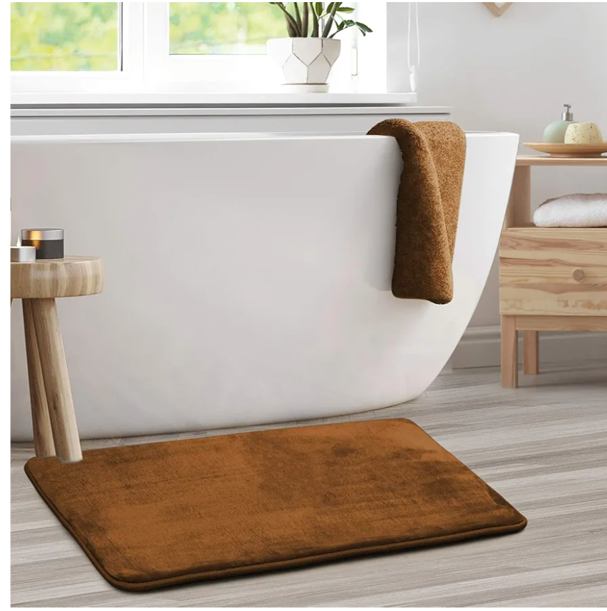 Clara Clark Bathroom Rug 32" x 20"- Bathroom Rugs, Memory Foam Bath Mat, Plush, Cozy, Ultra Soft, Non Slip, Machine Washable, Quick Dry - Chocolate Brown