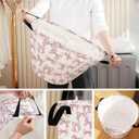 Pink Laundry Basket for Bedroom,Dirty Clothes Basket,Laundry Basket with Handles,Kids Girls Room Canvas Hamper Bag,Blankets,Towel,Toy Storage Organizer (02)