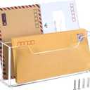 BEYGORM Acrylic Mail Organizer for #10 Envelopes, 2-Slot Wall-Mounted & Countertop Letter Holder, Clear Hanging Mail Rack for Home Office