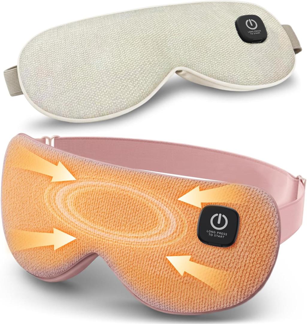 Heated Eye Mask - Cordless Eye Mask for Dry Eyes, Eye Relief, Improved Sleep, 4 Temperature, Washable Eye Heating Pad for Travel and with Replaceable Shell, Gifts for Women (Pink)