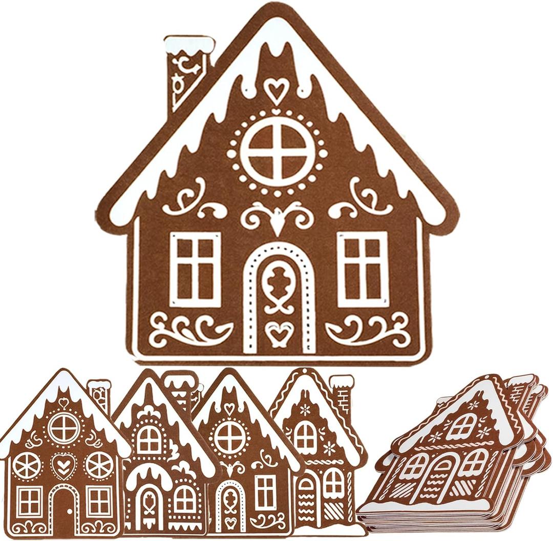 8 Pcs Jumbo Gingerbread Christmas Outdoor Decor Felt Mats-20 Inch Xmas Ornaments for Classroom Home Office Yard Porch Farmhouse Rustic Xmas Tree Wall Decoration(Gingerbread House)
