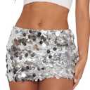 hibshaby Women's Sequin Mini Skirt Sparkly Glitter Stretchy Bodycon Club Party Night Out Skirts