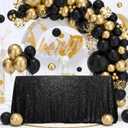 SquarePie Sequin Tablecloth 90 x 156 Inch Black Sparkly Table Linen for Wedding Halloween Party