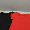 OQQ Women Short Sleeve 2 Piece T-Shirts Crew Neck Fitted Basic Tee 2025 Summer Crop Top Black Red Size L