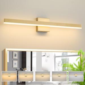 Gold Bathroom Vanity Light 31.5 inch, 18W Dimmable 5CCT LED Modern Bathroom Light Fixture Over Mirror, ETL Certificated