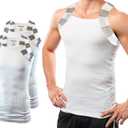 Different Touch 2 Pack Men Square Cut Two Tone Trim Tank Top