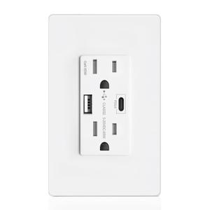 USB Wall Outlet, 65W GaN 6.0A USB Outlet Receptacles with 2 USB Ports,15 Amp Tamper-Resistant Electrical Outlet with 1 Type A&1 Type C,Screwless Wall Plate Included,UL Listed
